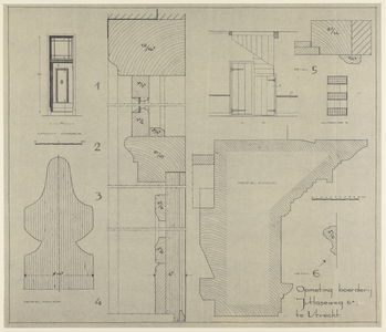 217543 Aanzicht van de voordeur en details van het houtwerk van de boerderij Jutfaseweg 6 te Utrecht.